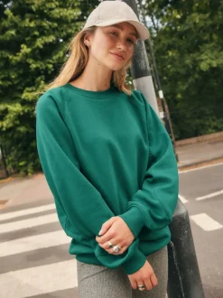Next Relaxed Fit Heavyweight Longline Crew Neck Sweatshirt Teal Blue Best