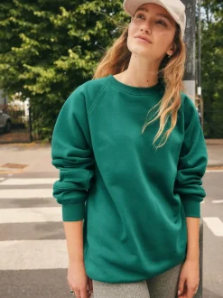 Next Relaxed Fit Heavyweight Longline Crew Neck Sweatshirt Teal Blue Best