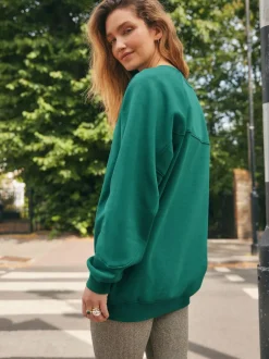 Next Relaxed Fit Heavyweight Longline Crew Neck Sweatshirt Teal Blue Best