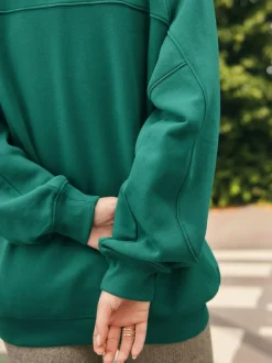 Next Relaxed Fit Heavyweight Longline Crew Neck Sweatshirt Teal Blue Best