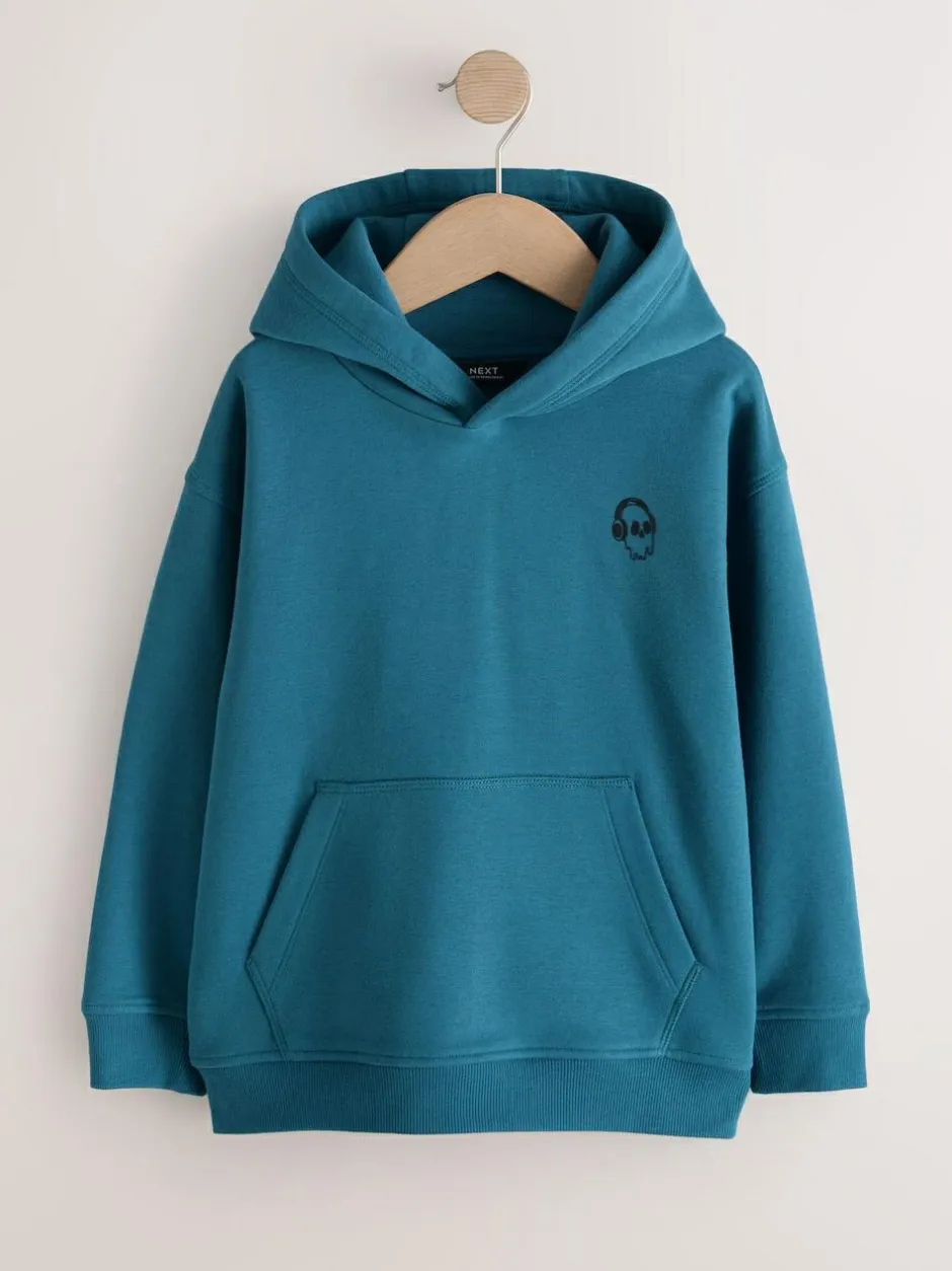 Next Teal Blue Skull Sign Off Hoodie (3-16yrs) Sale