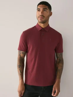 Next Teal Blue/Black/Rust Red Regular Fit Short Sleeve Jersey Polo Shirts 3 Pack Clearance