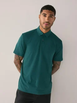 Next Teal Blue/Black/Rust Red Regular Fit Short Sleeve Jersey Polo Shirts 3 Pack Clearance