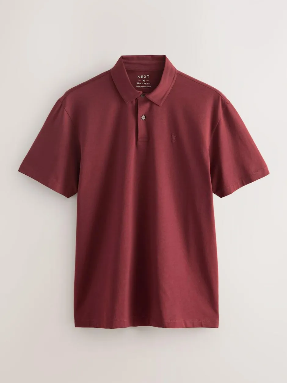 Next Teal Blue/Black/Rust Red Regular Fit Short Sleeve Jersey Polo Shirts 3 Pack Clearance