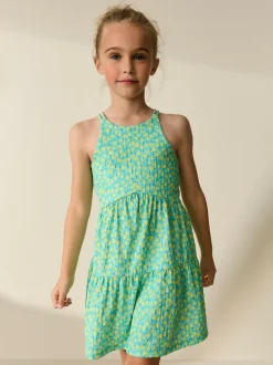 Next Teal Lemon Print Strappy Crinkle Summer Dress (3-16yrs) Sale