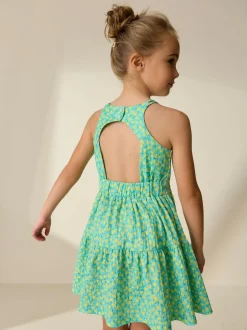 Next Teal Lemon Print Strappy Crinkle Summer Dress (3-16yrs) Sale