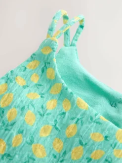 Next Teal Lemon Print Strappy Crinkle Summer Dress (3-16yrs) Sale