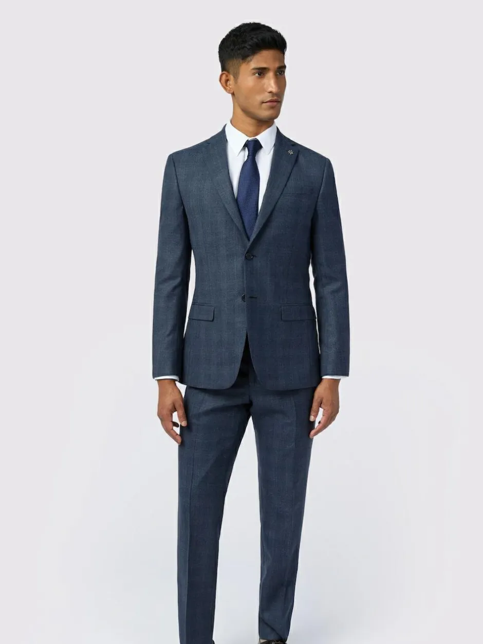 Ted Baker Tailoring Slim Blue Byrne Plum Check Jacket Discount
