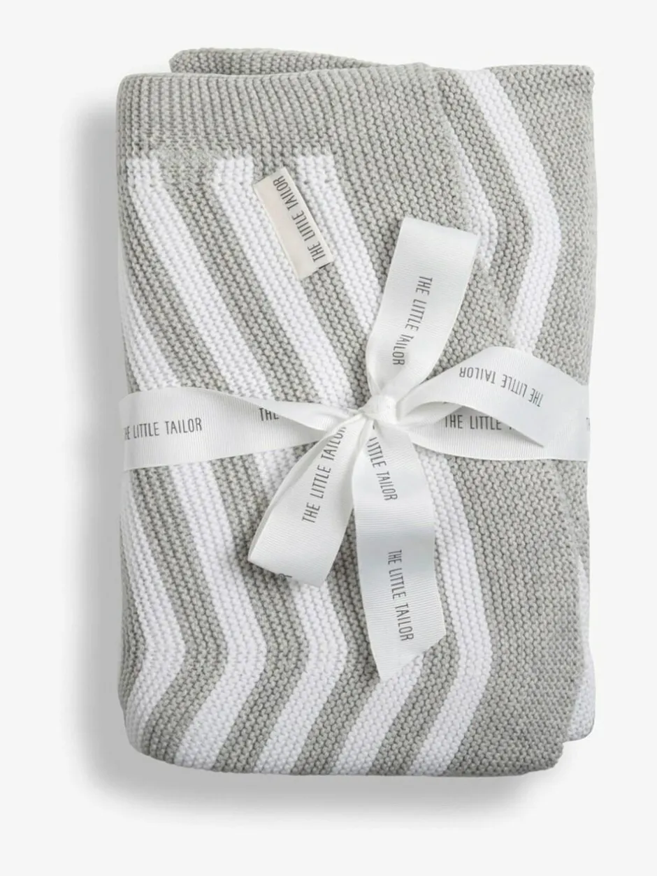 The Little Tailor Baby Chevron Design 100% Cotton Knitted Shawl Grey Discount