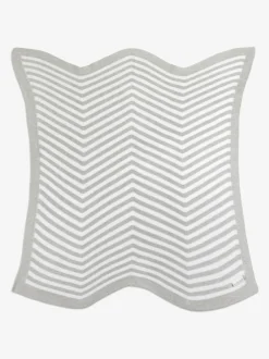 The Little Tailor Baby Chevron Design 100% Cotton Knitted Shawl Grey Discount