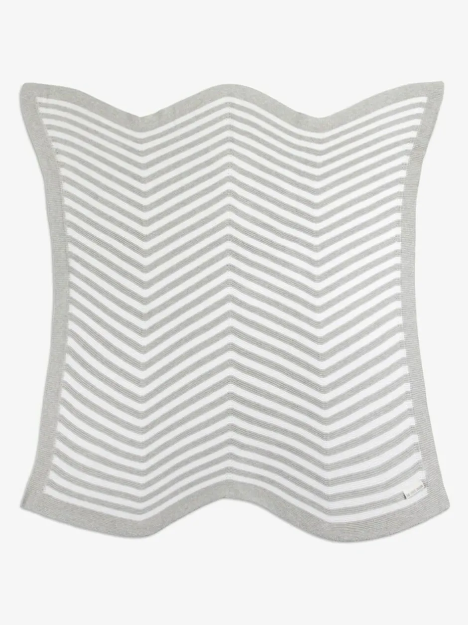 The Little Tailor Baby Chevron Design 100% Cotton Knitted Shawl Grey Discount