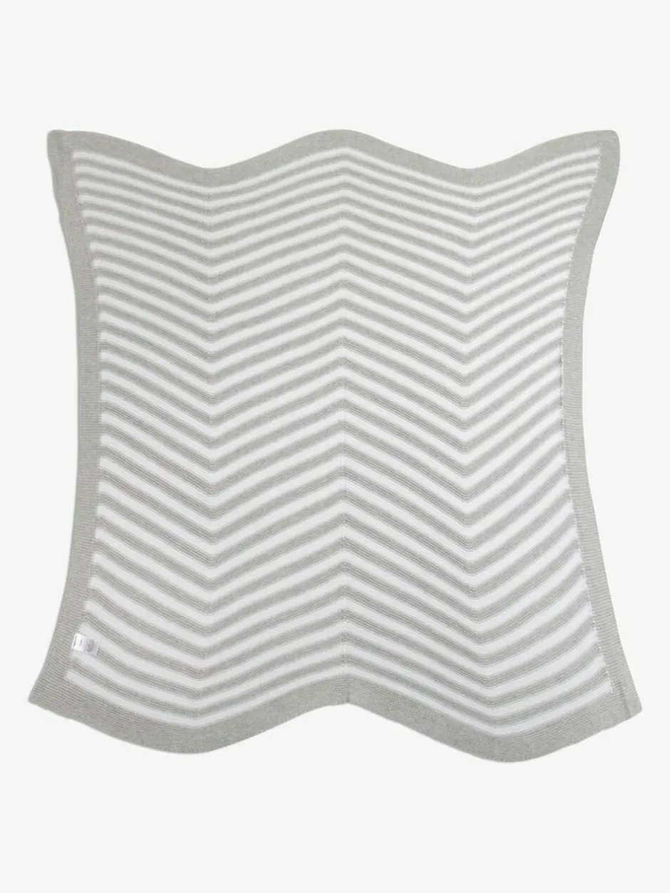 The Little Tailor Baby Chevron Design 100% Cotton Knitted Shawl Grey Discount