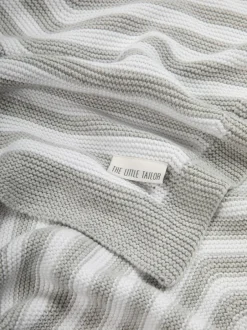 The Little Tailor Baby Chevron Design 100% Cotton Knitted Shawl Grey Discount