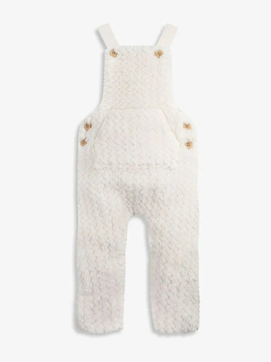 The Little Tailor Baby Chunky Sherpa Fleece Dungarees and Bodysuit Set Cream New