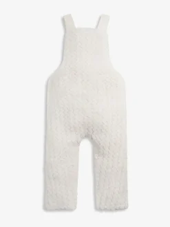 The Little Tailor Baby Chunky Sherpa Fleece Dungarees and Bodysuit Set Cream New