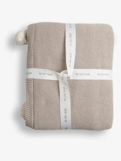 The Little Tailor Baby Natural Pom Pom Plush Lined Blanket Sale