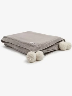 The Little Tailor Baby Natural Pom Pom Plush Lined Blanket Sale