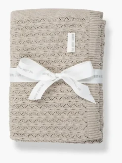 The Little Tailor Baby Scallop Design Pointelle 100% Cotton Blanket Natural New