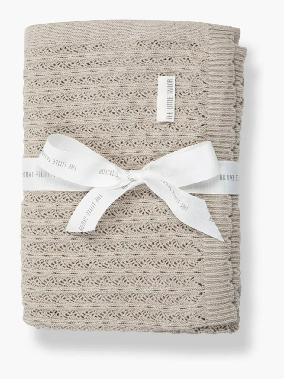 The Little Tailor Baby Scallop Design Pointelle 100% Cotton Blanket Natural New