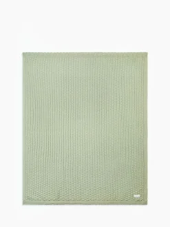The Little Tailor Baby Scallop Design Pointelle 100% Cotton Blanket Green New