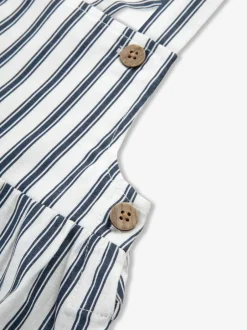 The Little Tailor Baby Woven Shorty 100% Cotton Romper Blue Outlet