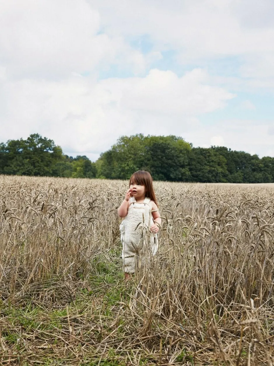 The Little Tailor Sherpa Fleece Cosy Baby Dungaree Cream