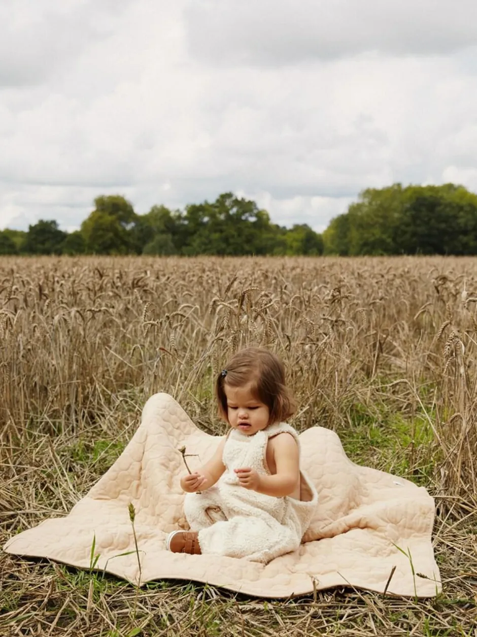 The Little Tailor Sherpa Fleece Cosy Baby Dungaree Cream