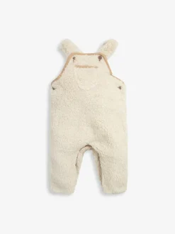 The Little Tailor Sherpa Fleece Cosy Baby Dungaree Cream