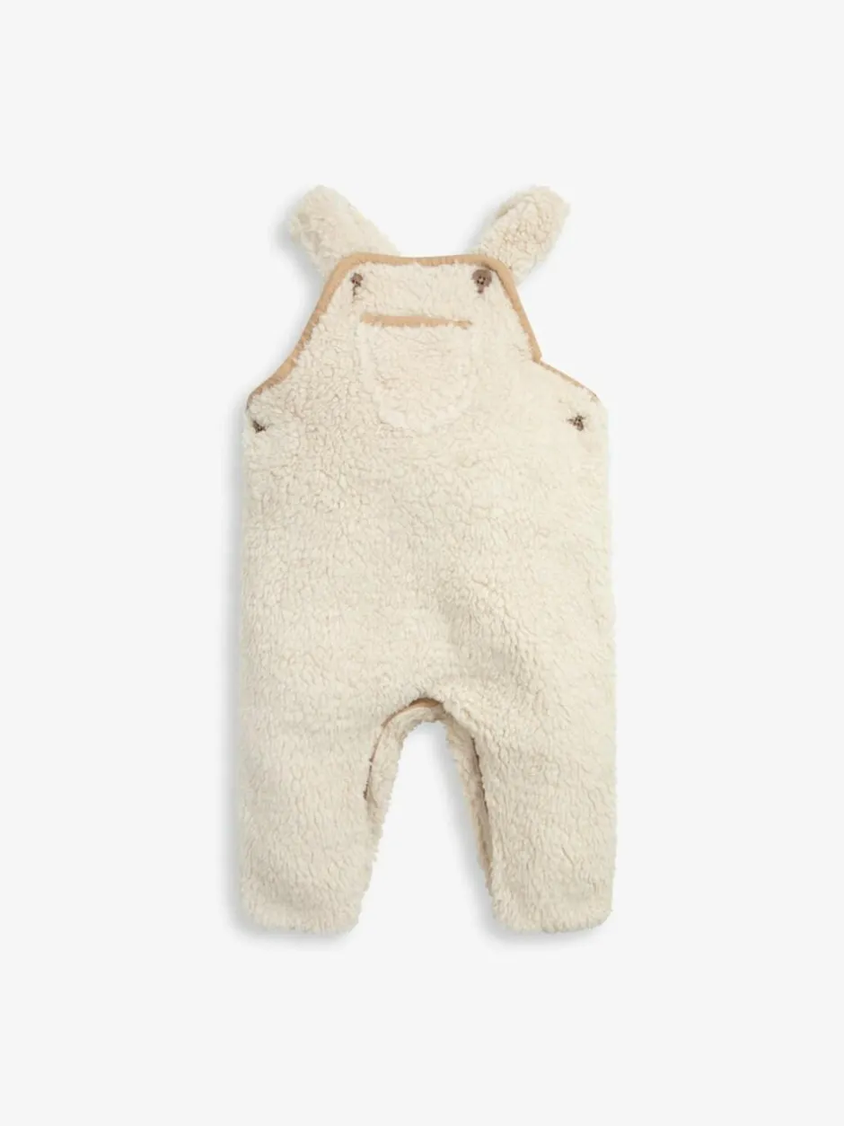 The Little Tailor Sherpa Fleece Cosy Baby Dungaree Cream