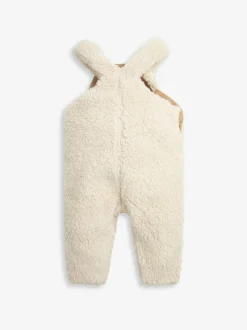 The Little Tailor Sherpa Fleece Cosy Baby Dungaree Cream