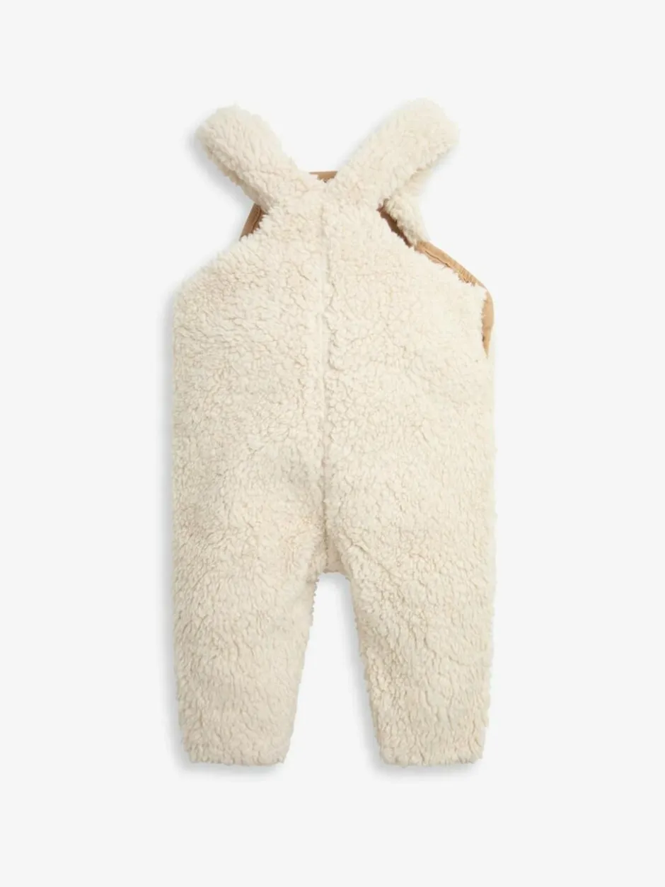 The Little Tailor Sherpa Fleece Cosy Baby Dungaree Cream