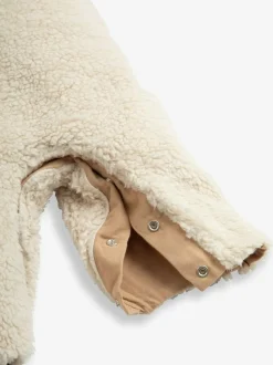 The Little Tailor Sherpa Fleece Cosy Baby Dungaree Cream