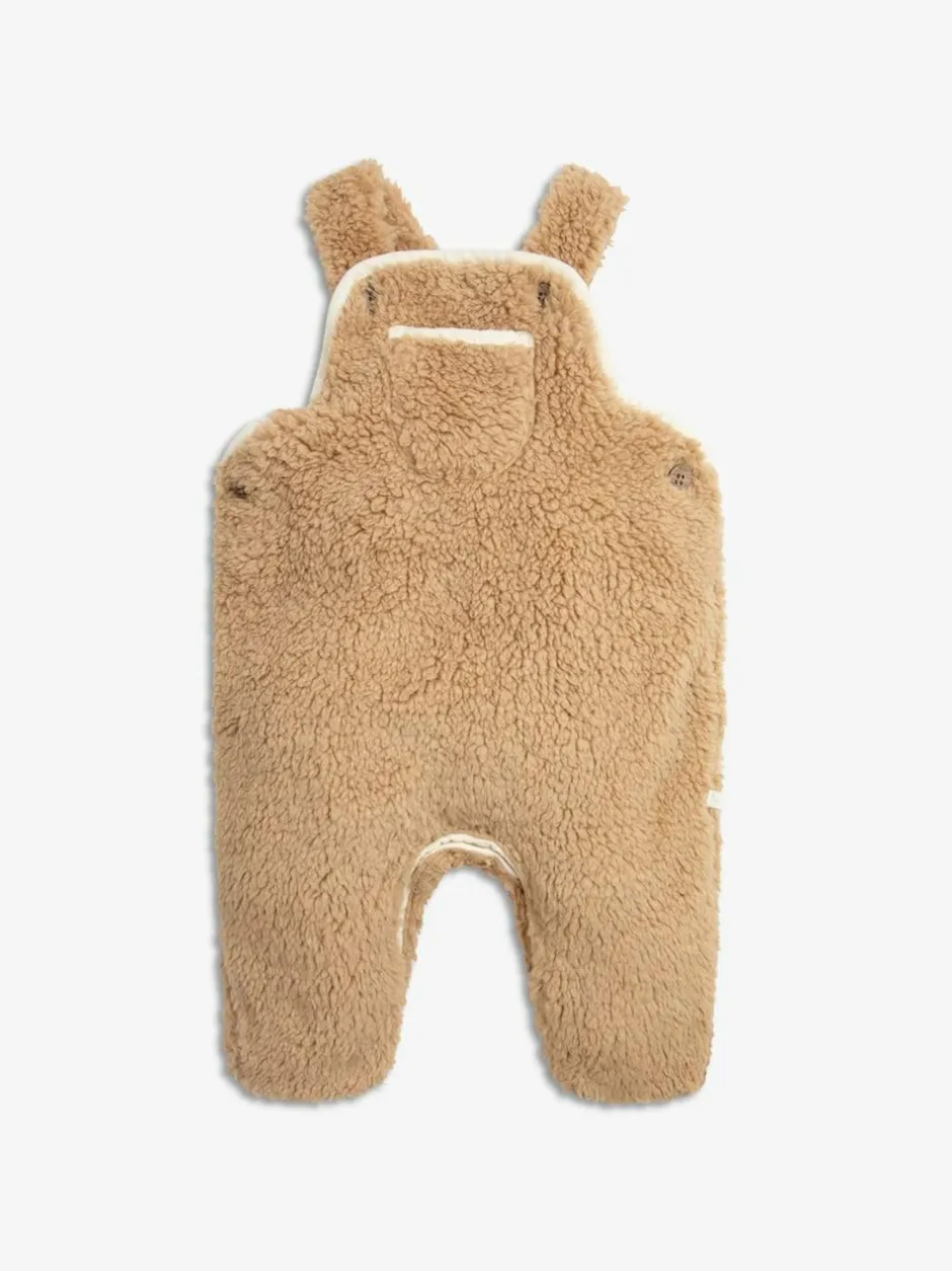 The Little Tailor Sherpa Fleece Cosy Baby Dungaree Natural New
