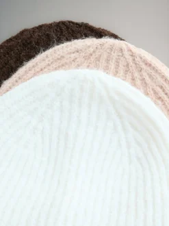 The Set 3 Pack Beanies Oat/Chocolate Brown/Cream Outlet
