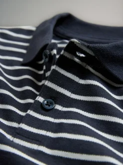 The Set 5 Pack Cotton Pique Polo Shirts Navy/Stripe/Light Blue/White New