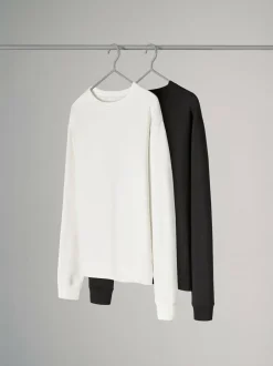 The Set 2 Pack Crew Neck Sweatshirts Black/Cream Hot