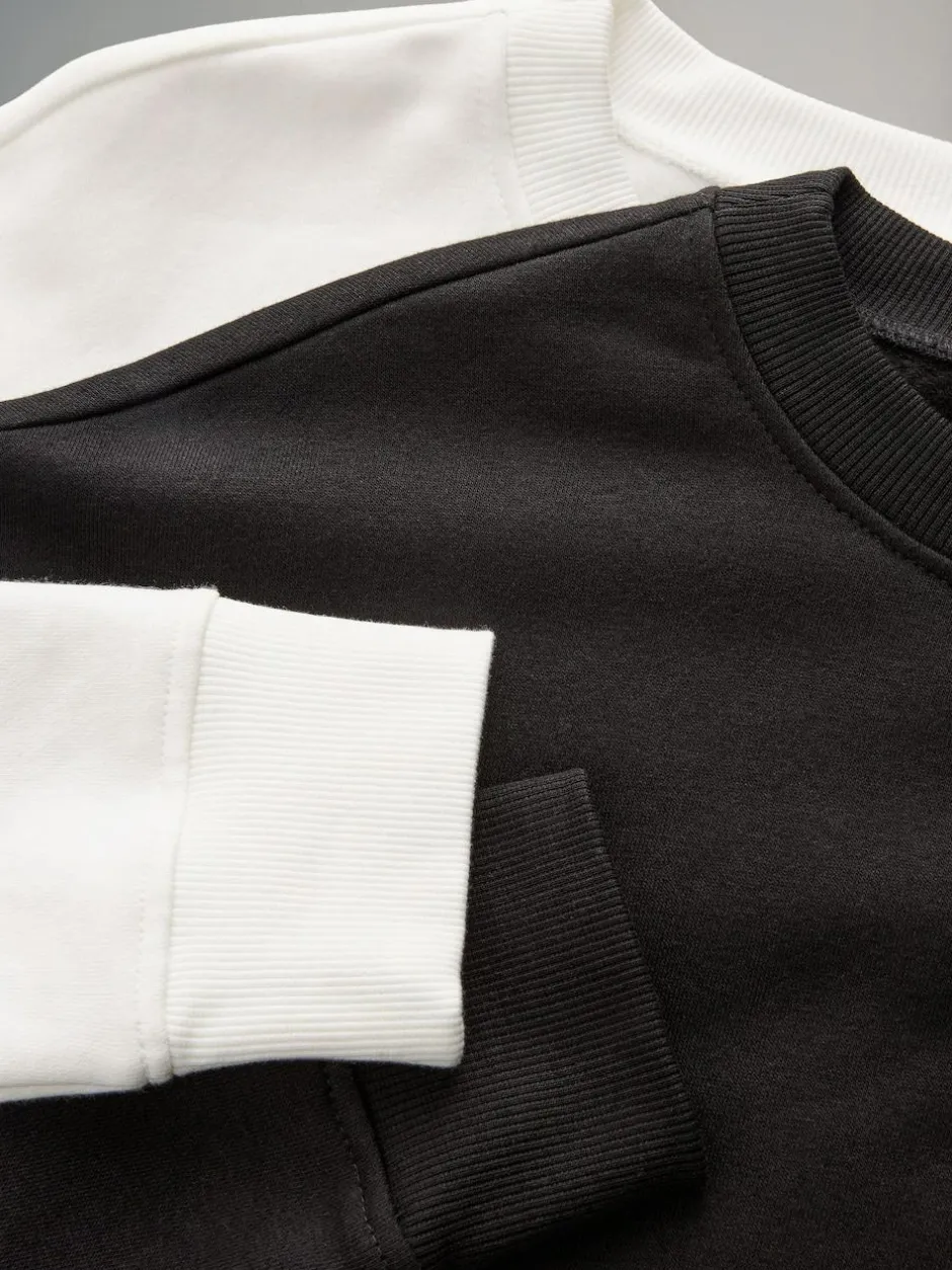 The Set 2 Pack Crew Neck Sweatshirts Black/Cream Hot