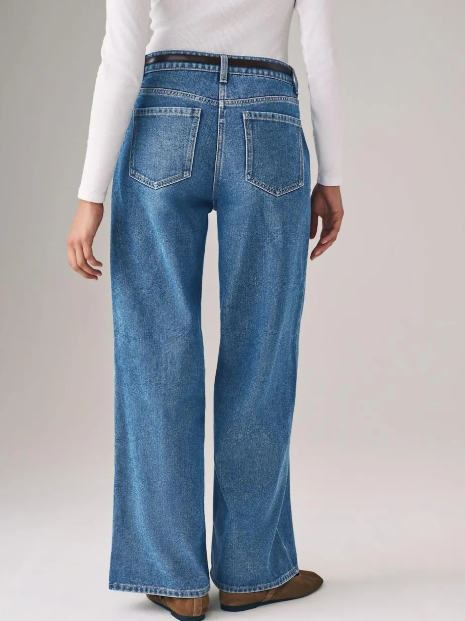 The Set 2 Pack Denim Wide Leg 100% Cotton Jeans Black/Mid Blue Best