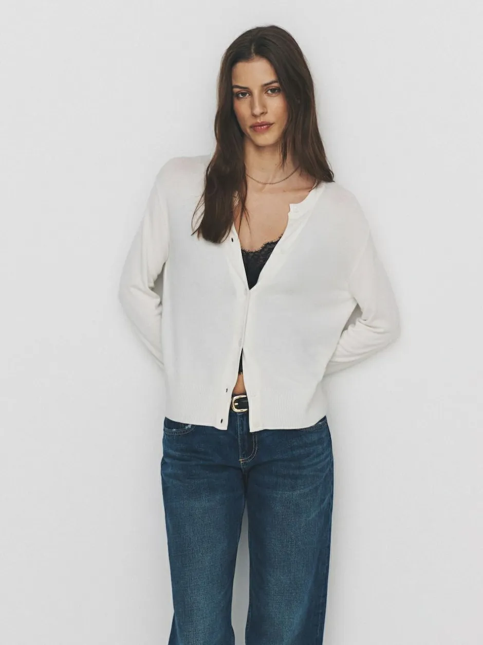 The Set 4 Pack Fine Knit Button Through Cardigan Navy Blue/Light Blue/Cream