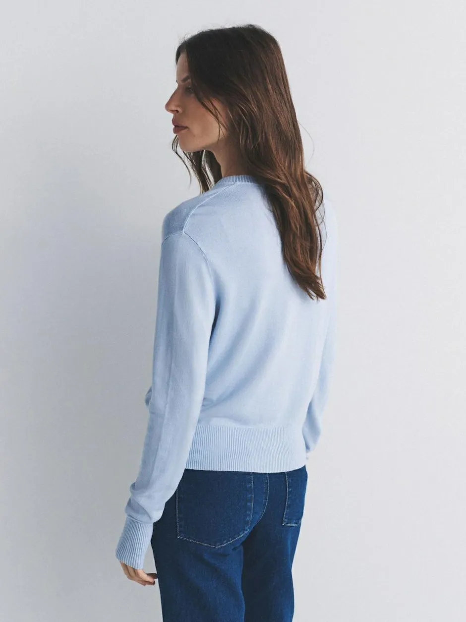 The Set 4 Pack Fine Knit Button Through Cardigan Navy Blue/Light Blue/Cream