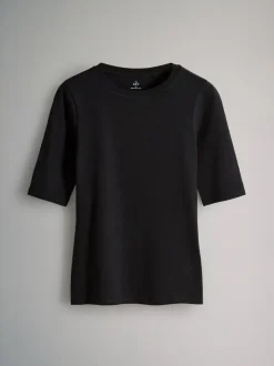 The Set 4 Pack Half Sleeve Fitted Crew Neck T-Shirts Black/White/Animal/Pink