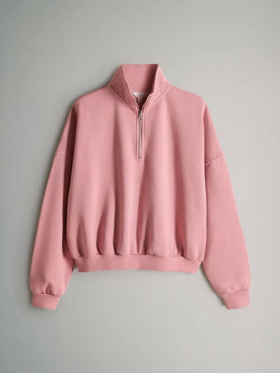 The Set 2 Pack Half Zip Funnel Neck Sweatshirts Pink/Chocolate Brown Sale
