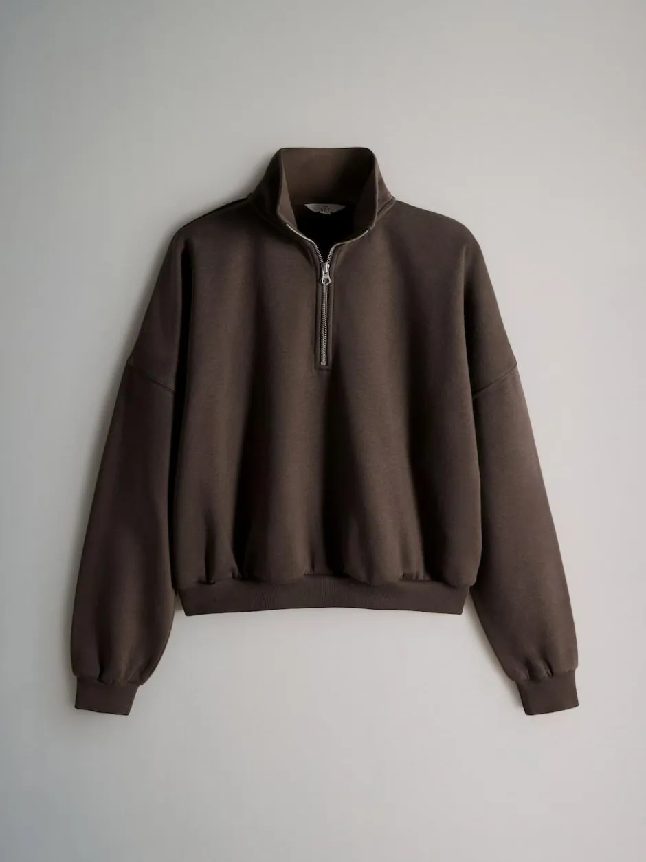 The Set 2 Pack Half Zip Funnel Neck Sweatshirts Pink/Chocolate Brown Sale