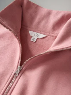 The Set 2 Pack Half Zip Funnel Neck Sweatshirts Pink/Chocolate Brown Sale