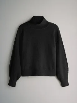 The Set 2 Pack High Neck Jumper/Cardigan Black Cable Online