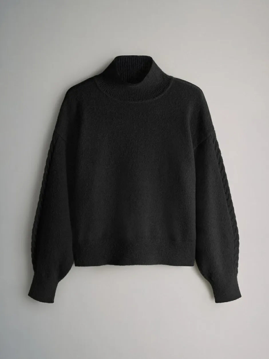 The Set 2 Pack High Neck Jumper/Cardigan Black Cable Online