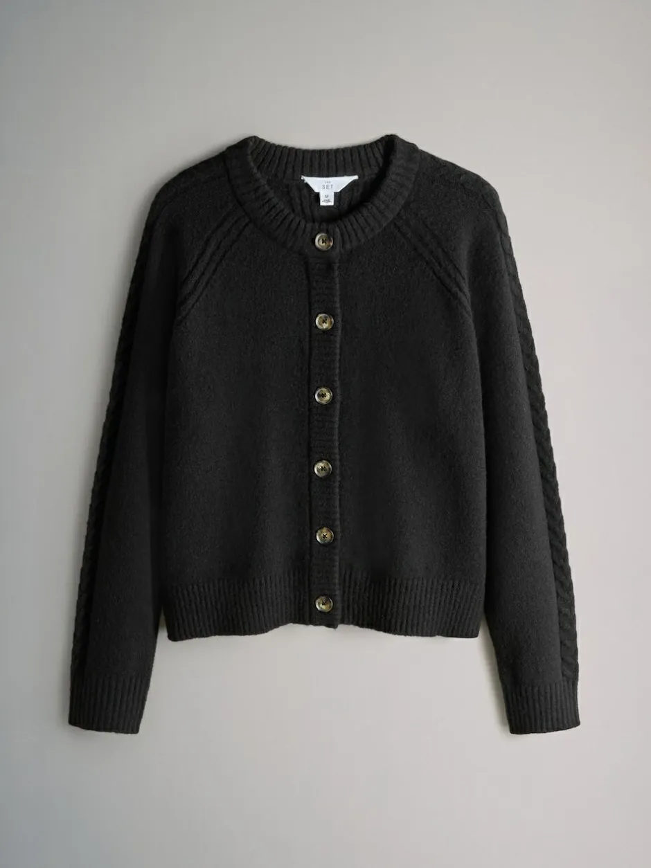 The Set 2 Pack High Neck Jumper/Cardigan Black Cable Online