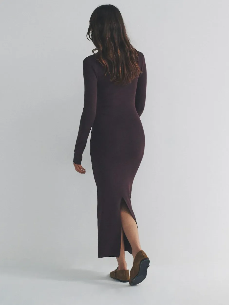 The Set 2 Pack Knitted Square Neck Dress Burgundy Plum/Navy Blue Tipped Best