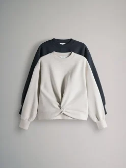 The Set 2 Pack Knot Front Sweatshirt Navy/Cream Clearance