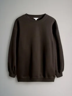 The Set 2 Pack Longline Crew Neck Sweatshirt Black/Chocolate Discount